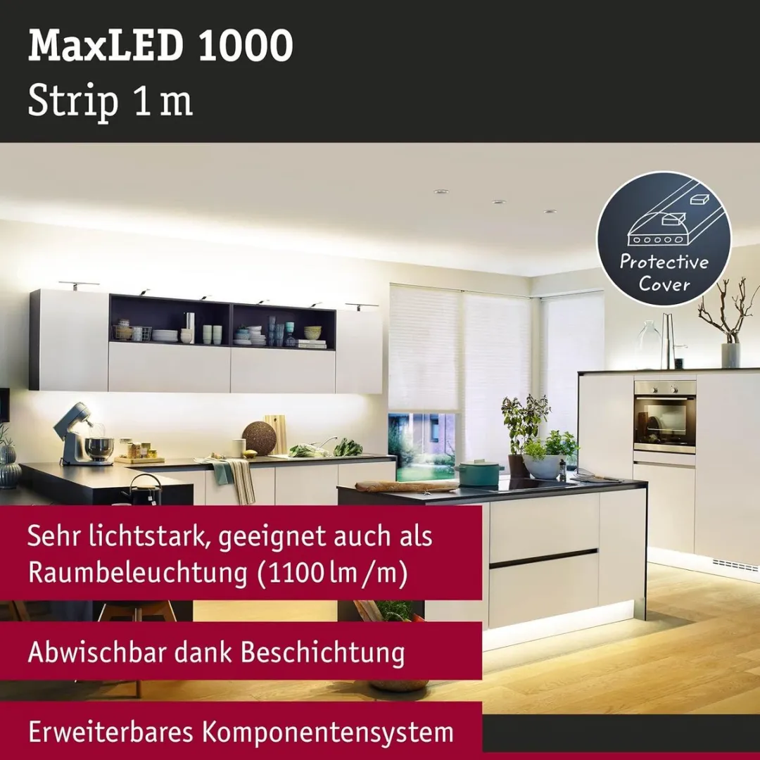 Paulmann MaxLED 1000 LED-strip Warmwit 100cm - Zilver