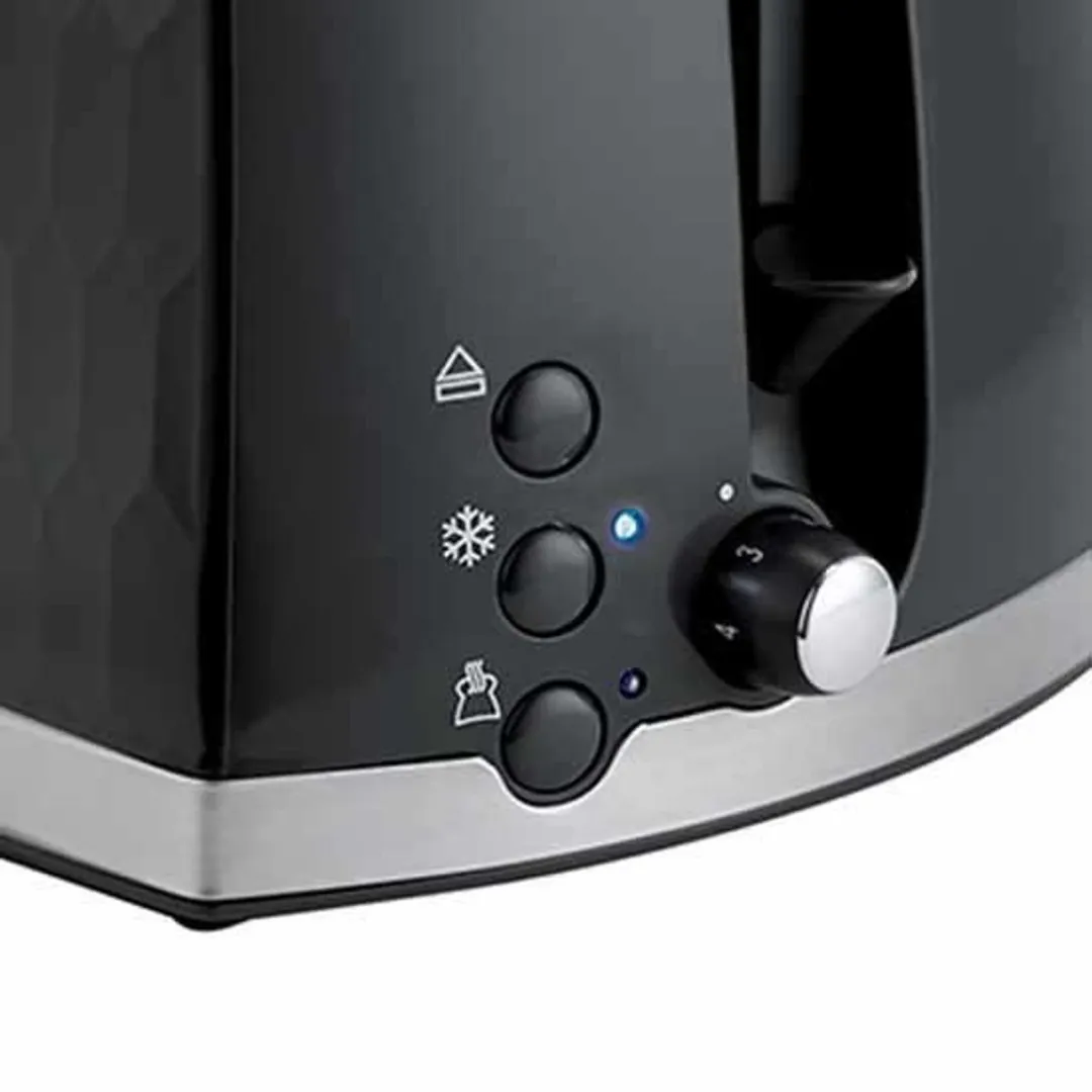 Russell Hobbs Honeycomb 2 Slice Toaster 850W - Zwart - afbeelding 4 van 6