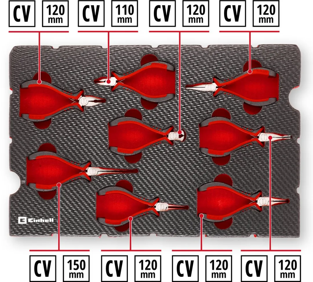 Einhell Zangen-Set 8-delig - Elektronikzangen - Kofferinlegstuk