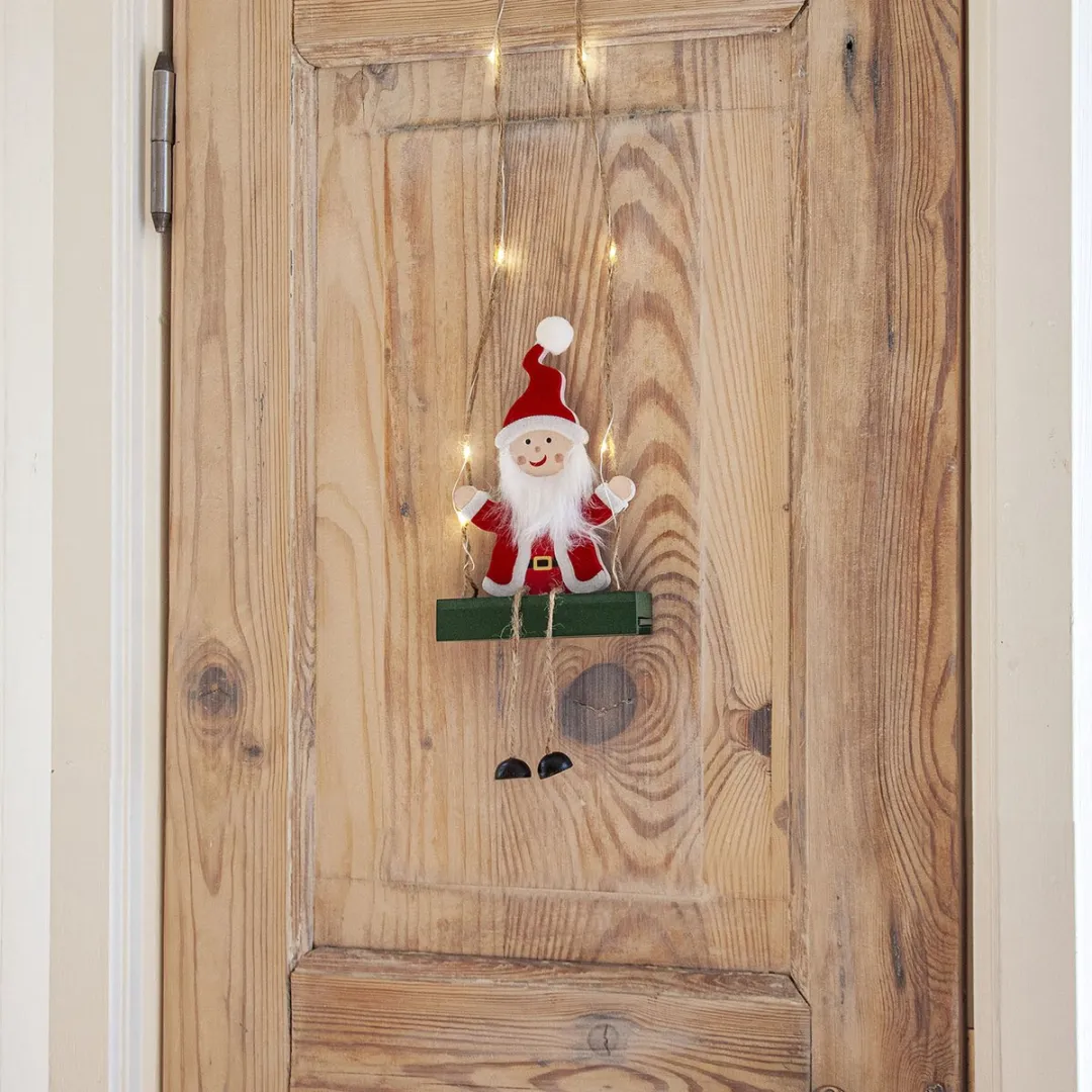 Star Trading Santa Lichtgevende Kerstman Hout 50cm - Warm wit licht