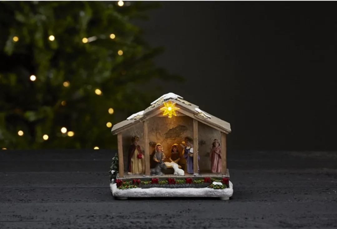 Star Trading Santa Lichtgevende Kerstman Hout 50cm - Warm wit licht