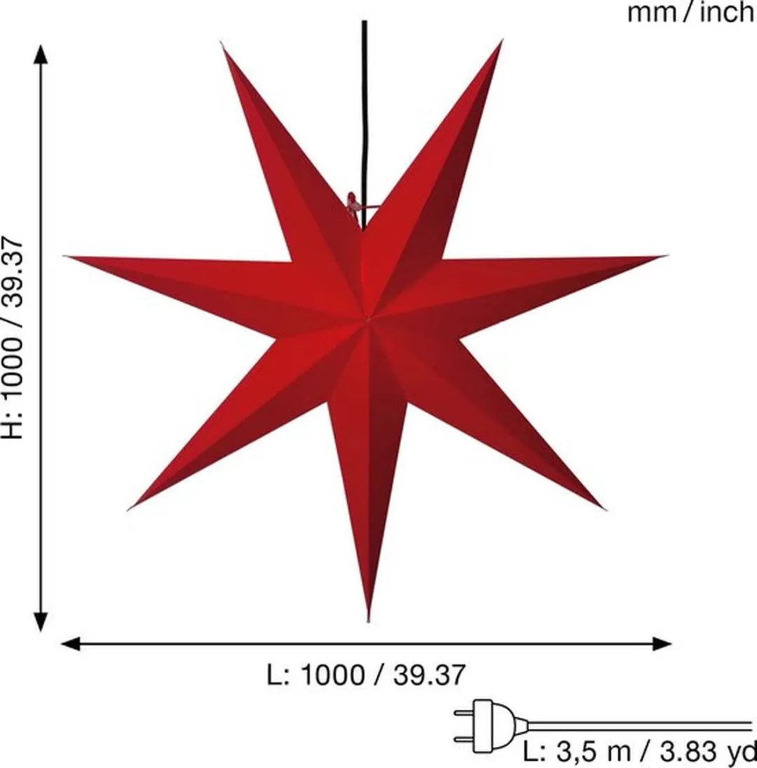 Star Trading Papierster Rozen 100cm - Rood - afbeelding 6 van 6