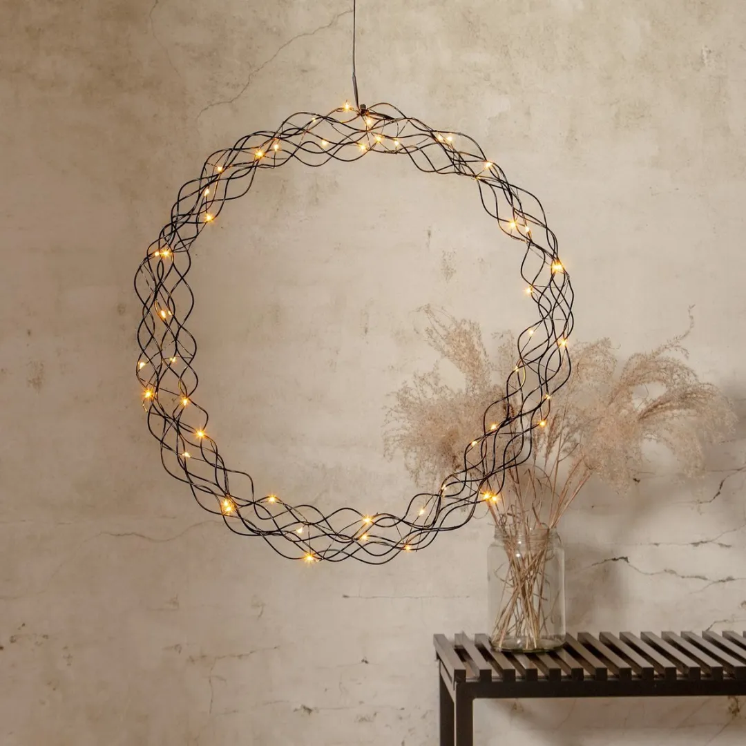 Star Trading Curly Raamkrans Metaal - 50 LED Warm Wit Ø45cm