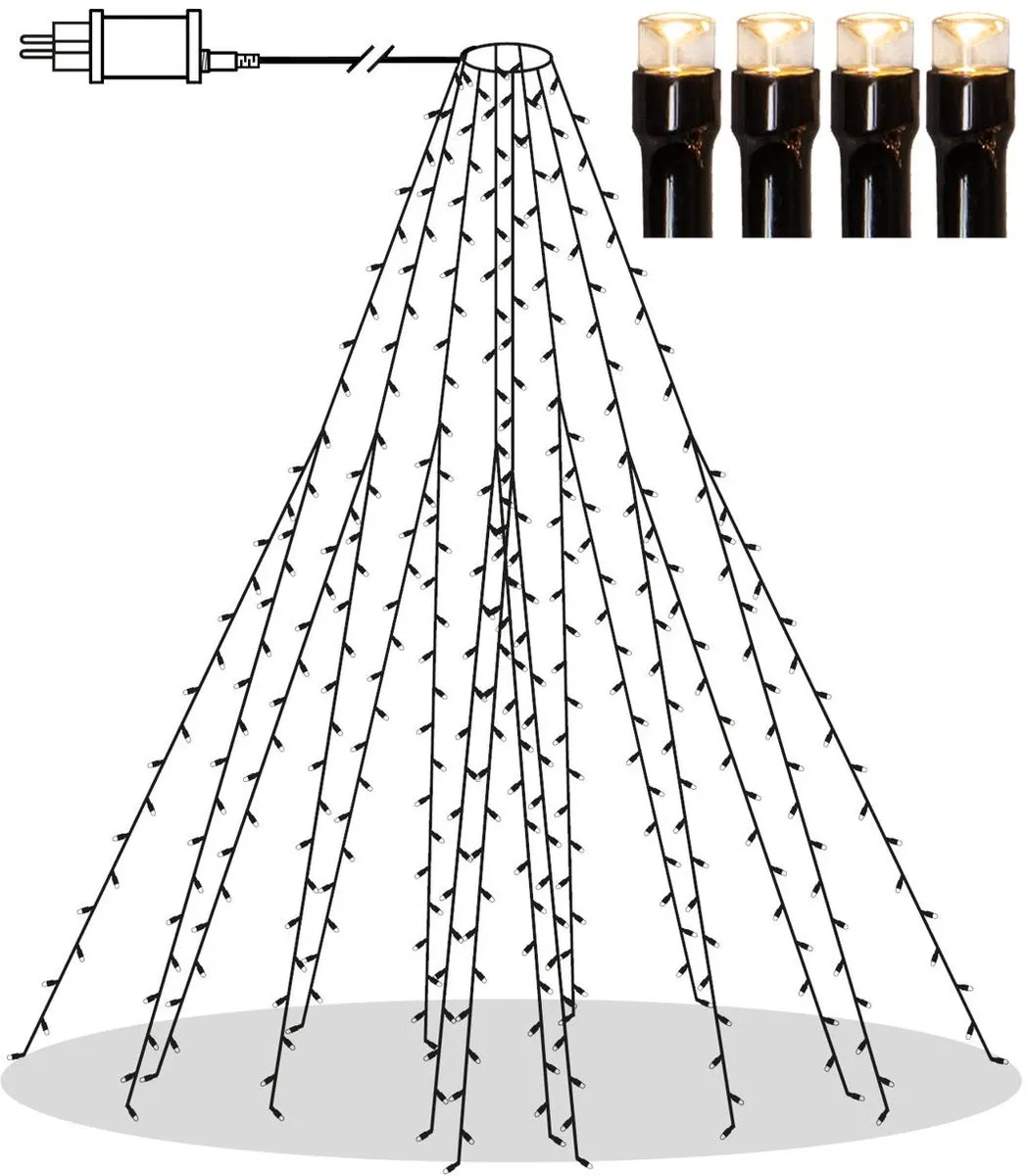 Star Trading Boomtop Lichtketting Glanzend Warm Wit 8x2m