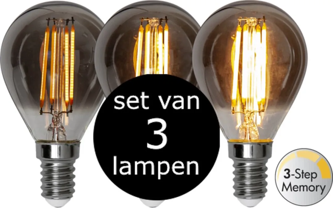 Star Trading Standaard Bol E14 2.9W Rookglas - 3 Stuks
