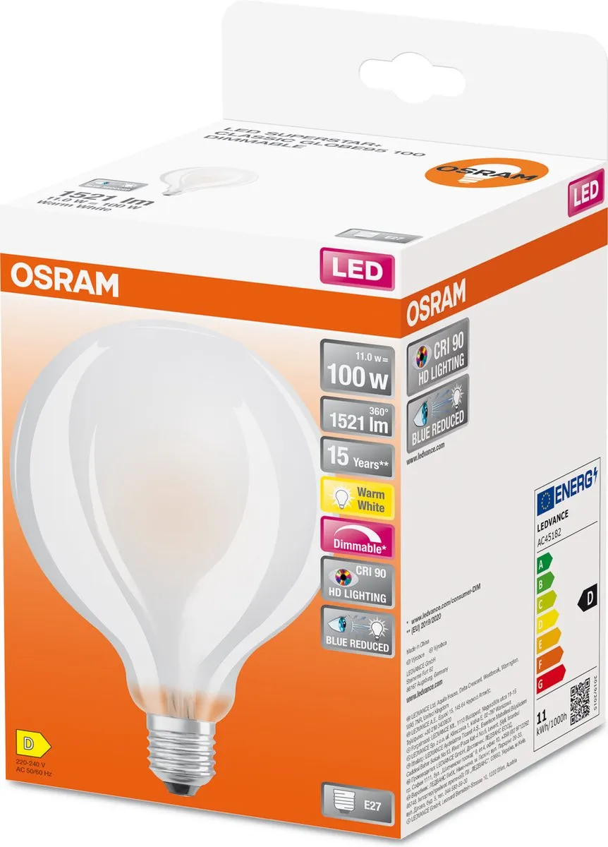 Osram Superstar LED E27 11W 1521 Lumen - Matglas Warm wit