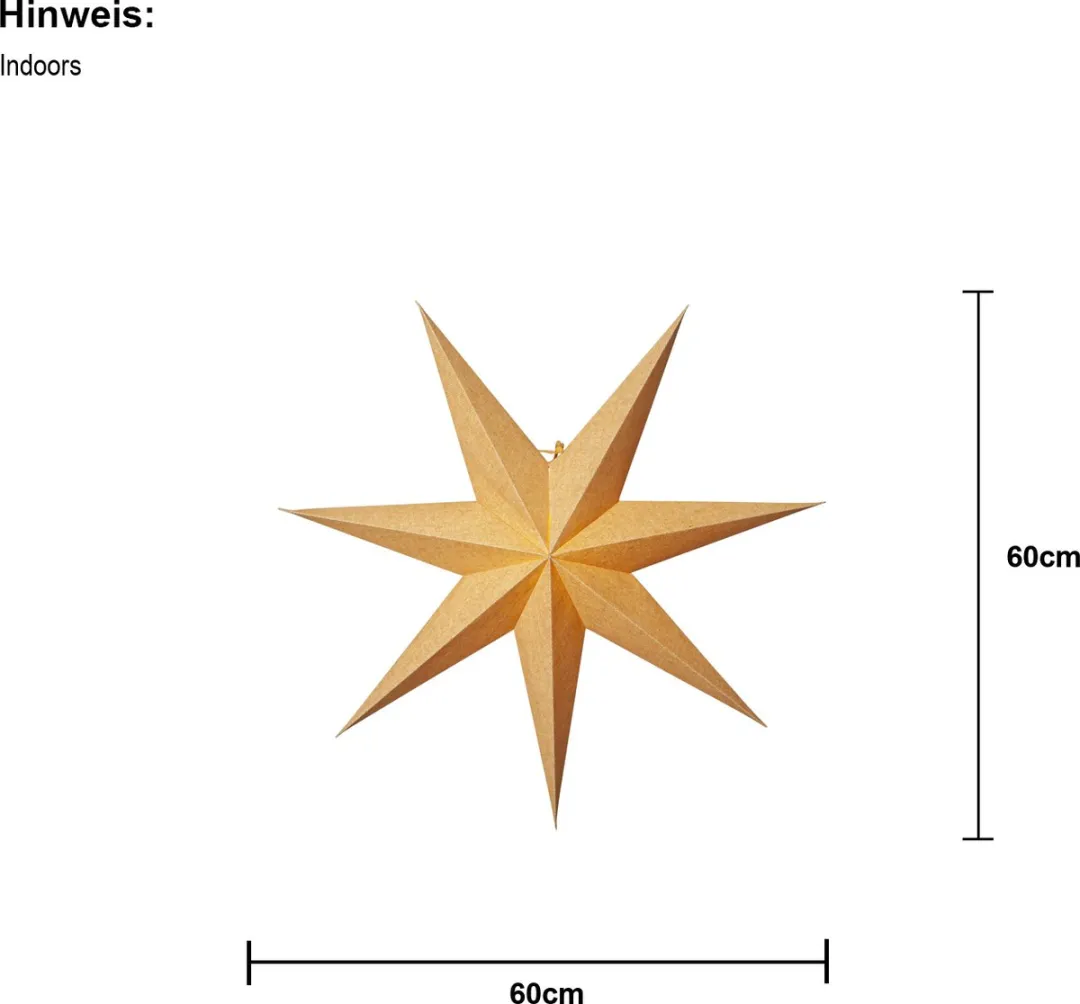 Star Trading Grote Papieren Ster Katoen 7-puntig - Goud Ø60cm