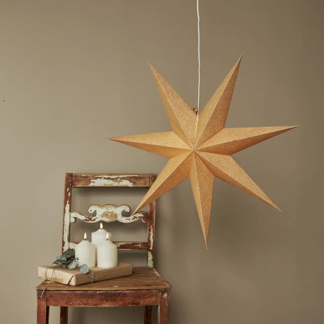 Star Trading Grote Papieren Ster Katoen 7-puntig - Goud Ø60cm