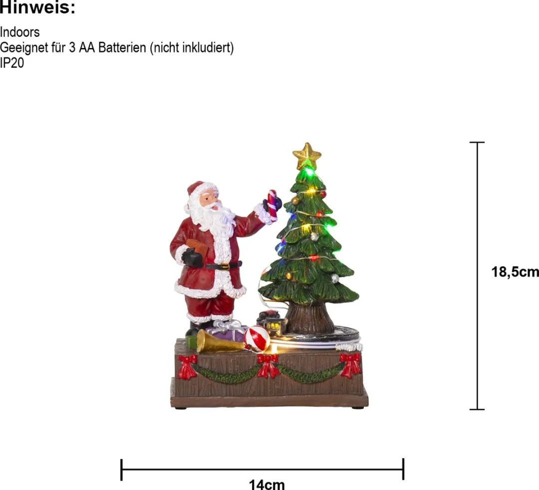 Star Trading Kerstman met Kerstboom Roterend RGB - 18,5 cm