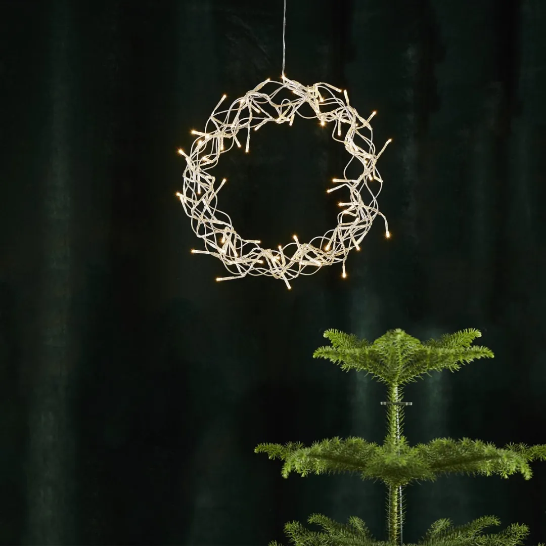 Star Trading LED Krans Curly Zilver Ø30cm - Warm wit