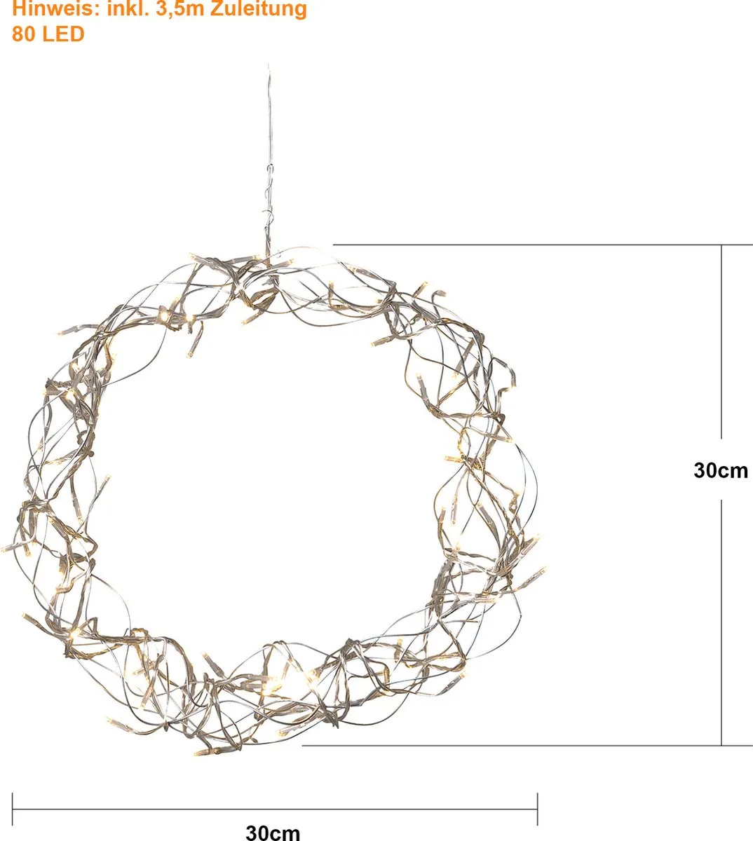 Star Trading LED Krans Curly Zilver Ø30cm - Warm wit