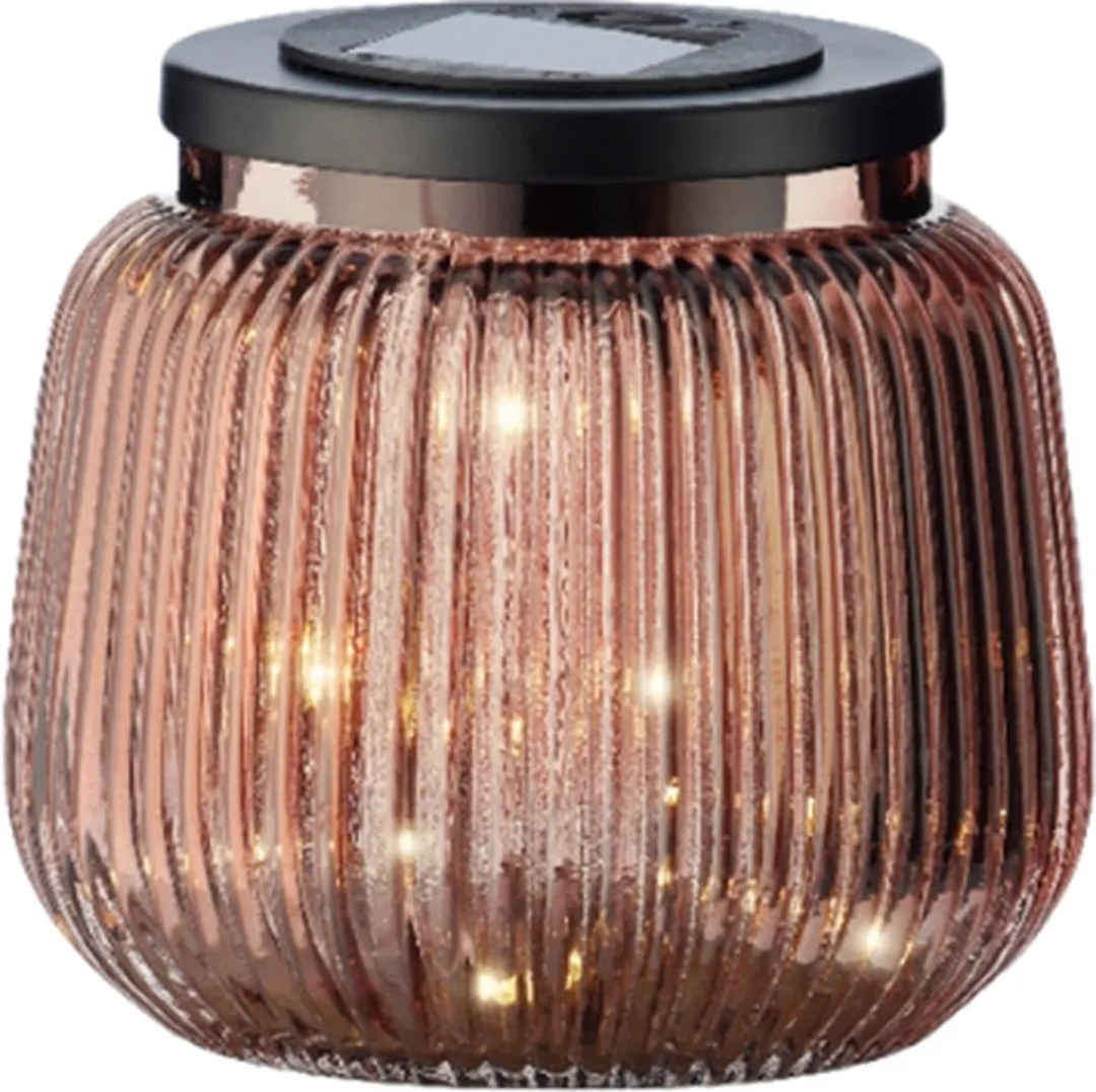 Lumineo Solar LED Tafellamp 13cm Bruin - Warm Wit - IP44
