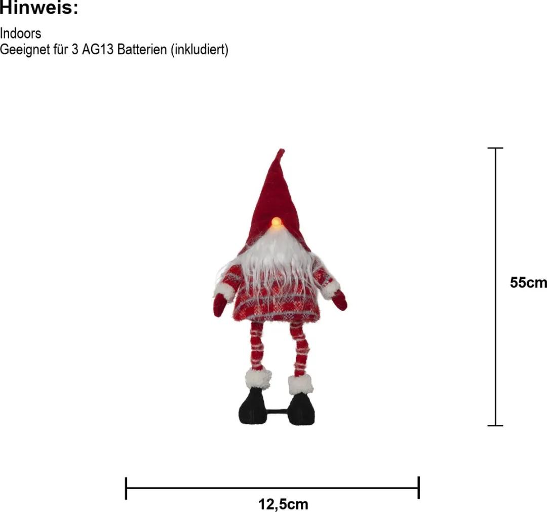 Star Trading Kerstkabouter Joylight - Lichtgevende neus - 55cm