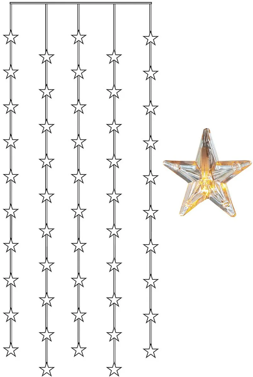 Star Trading LED-lichtgordijn Star Curtain 50 LED Warm Wit 200x90cm
