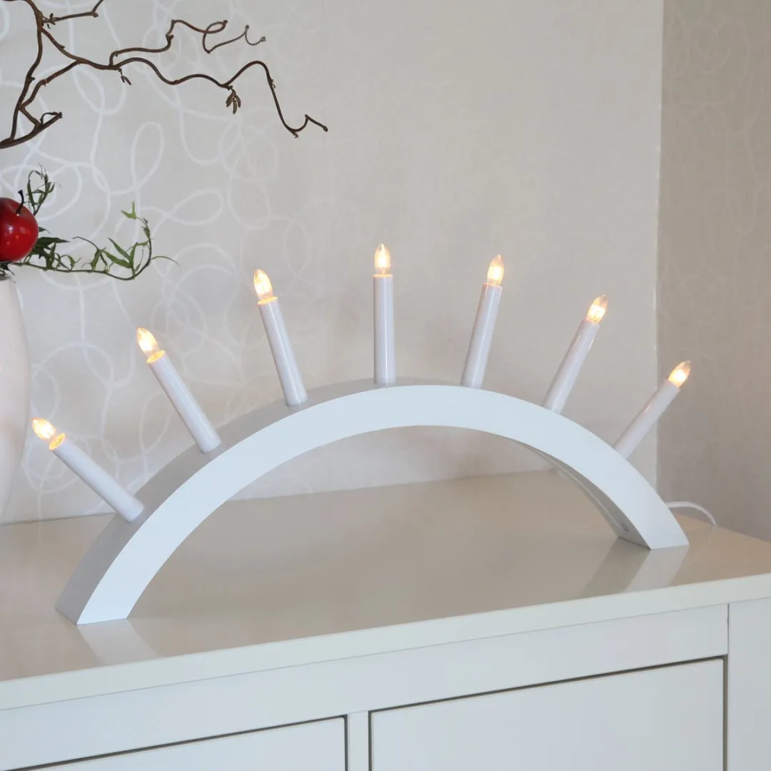 Star Trading Aura Houten Kaarsenboog 7x E10 - Lichtgrijs