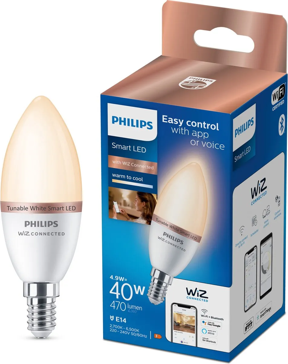 Philips Wiz LEDlamp E14 4,9W 470lm