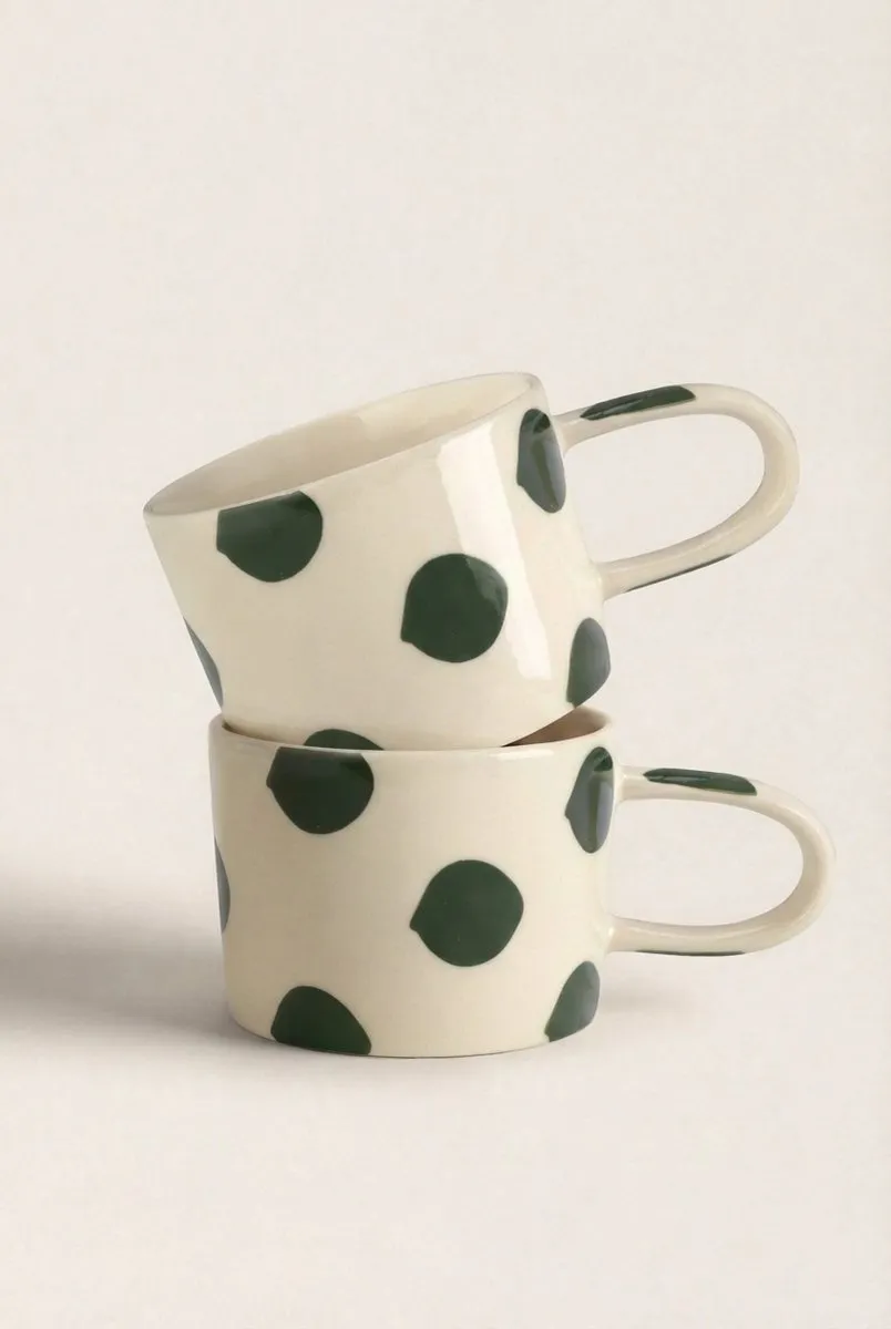vtwonen Mokken Groen Stippen 356ml - Set van 2