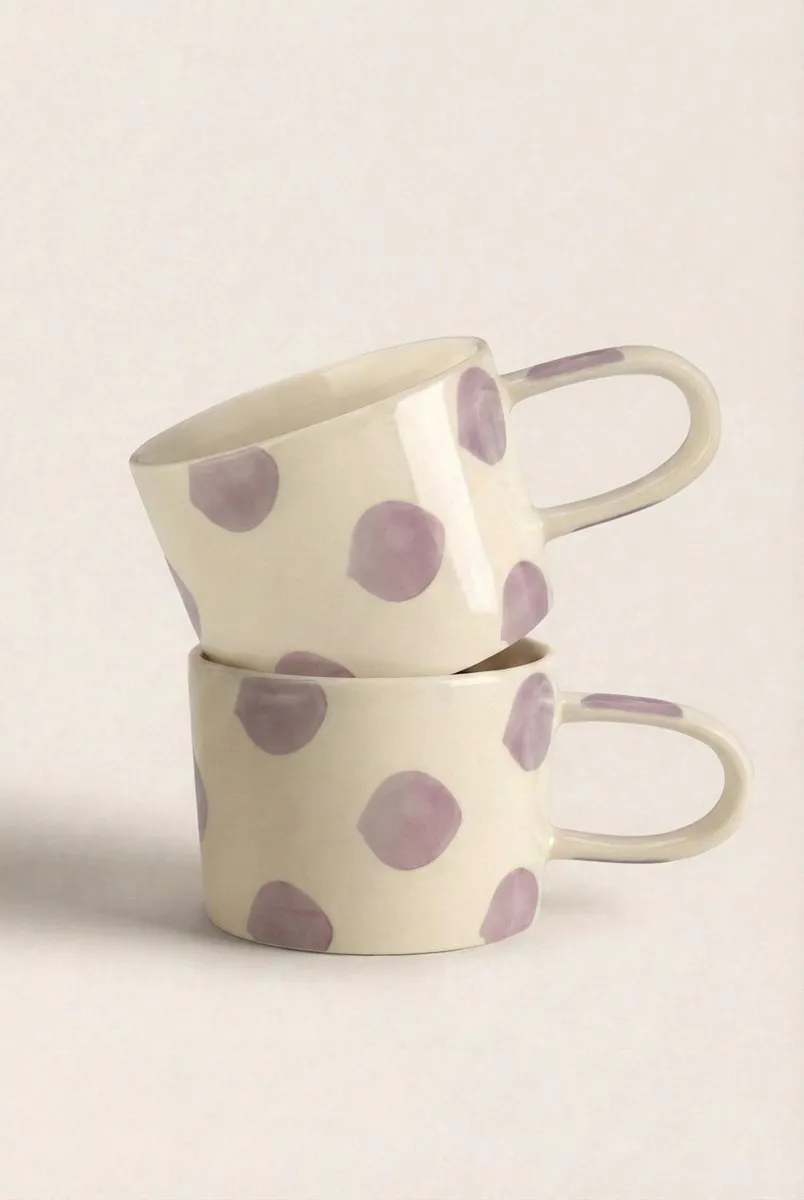 vtwonen Mokken Lila Stippen - 355ml - Set van 2