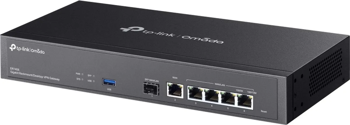 TP-Link ER7406 Bedrade Router - 5x Gigabit LAN/WAN - USB 3.0 - Zwart