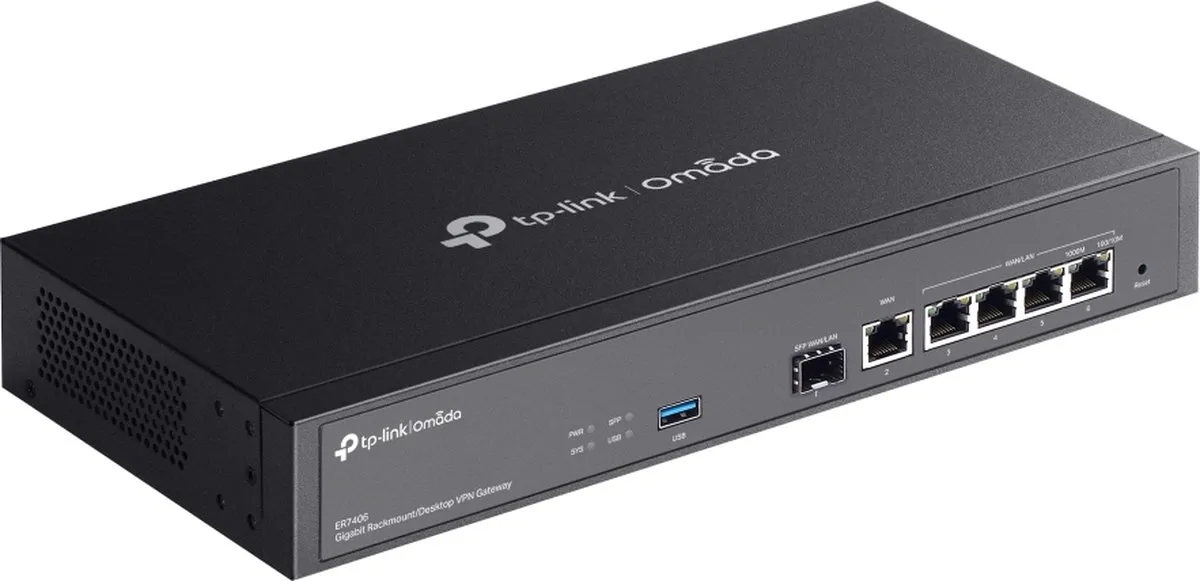 TP-Link ER7406 Bedrade Router - 5x Gigabit LAN/WAN - USB 3.0 - Zwart