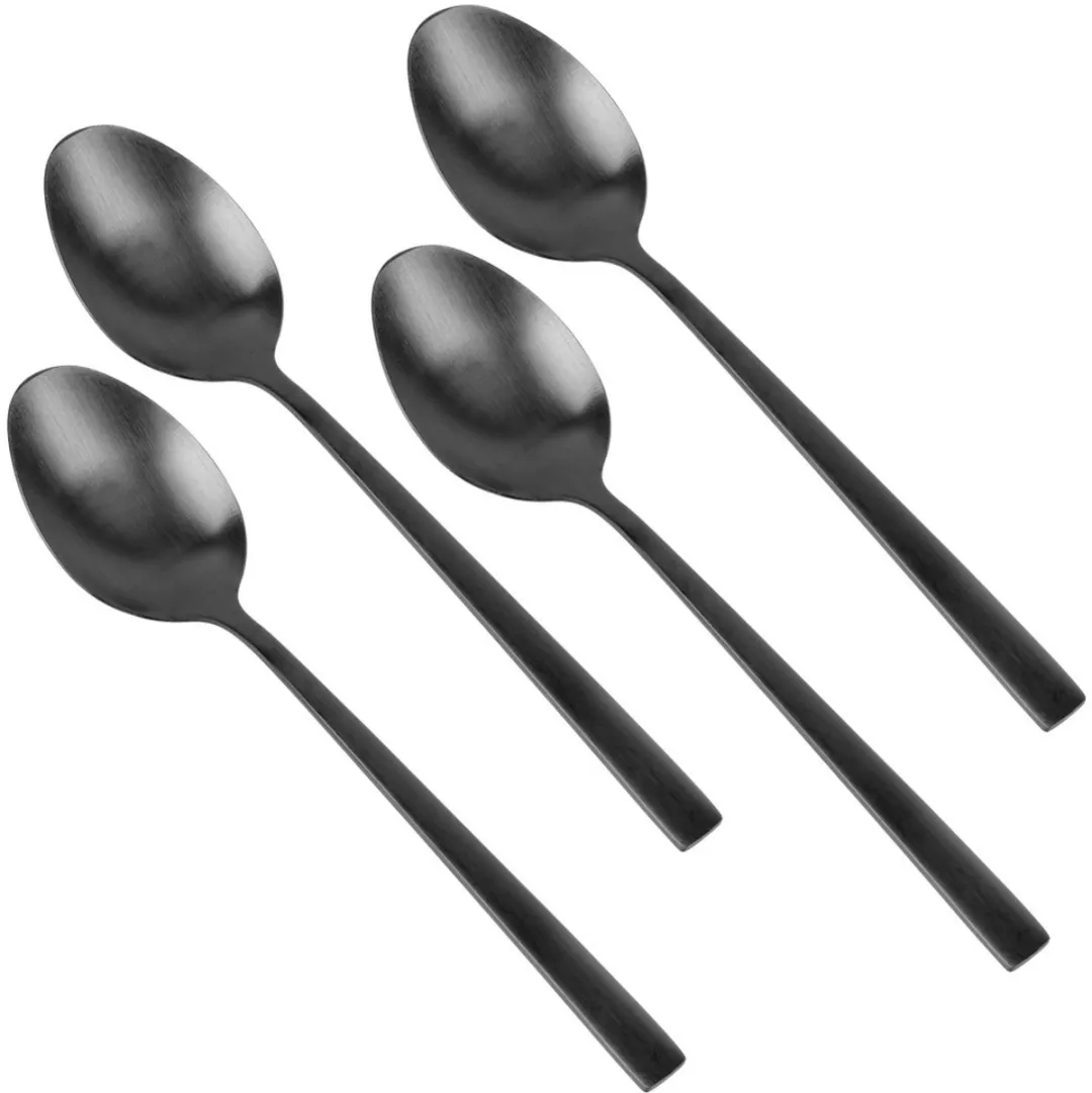 Excellent Houseware Stalen Theelepels - 4 Stuks - Zwart
