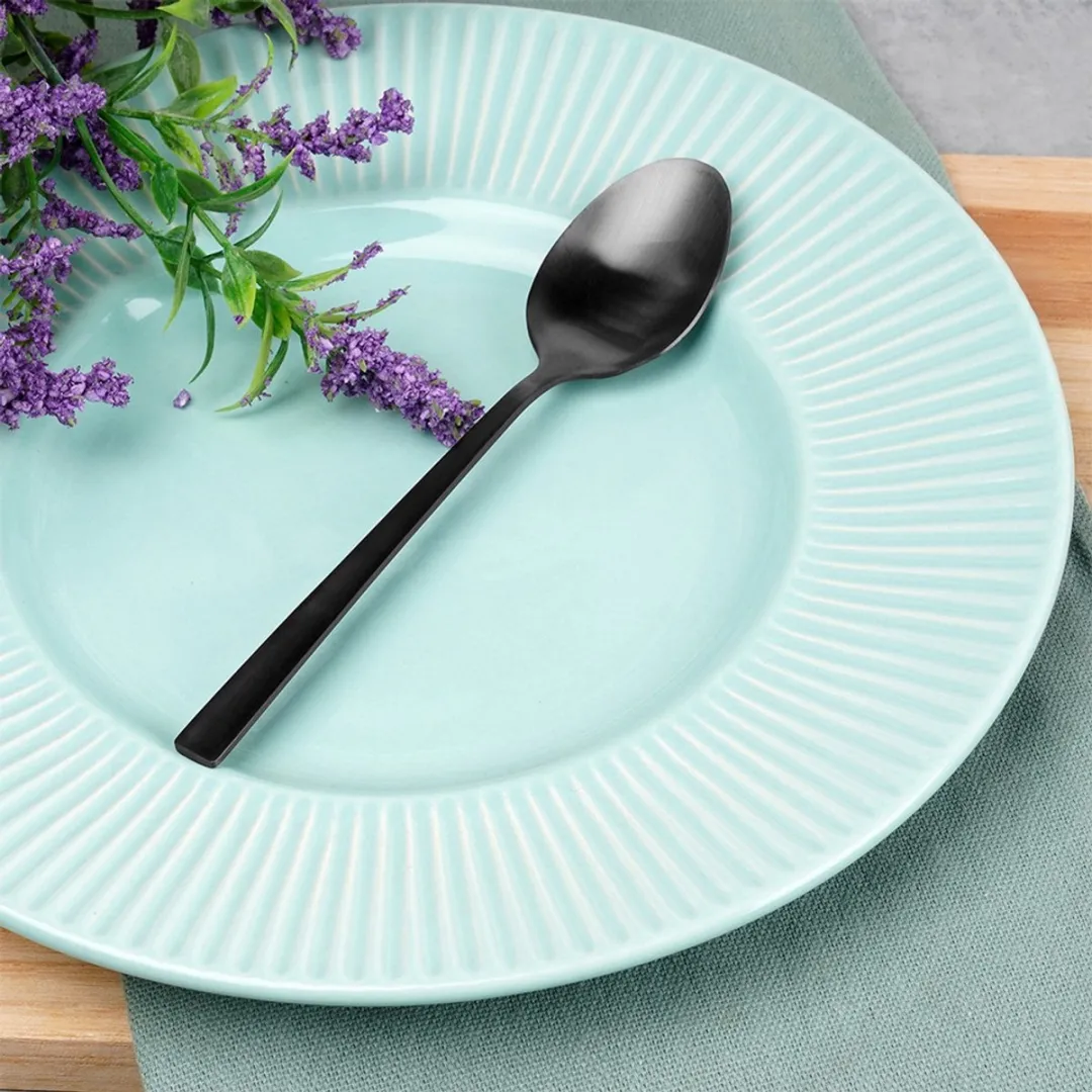 Excellent Houseware Stalen Theelepels - 4 Stuks - Zwart