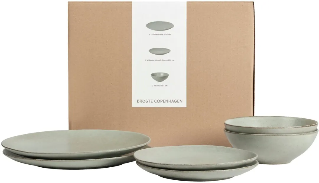 Broste Copenhagen Nordic Marsh Serviesset 6-delig - 2 Personen Groen