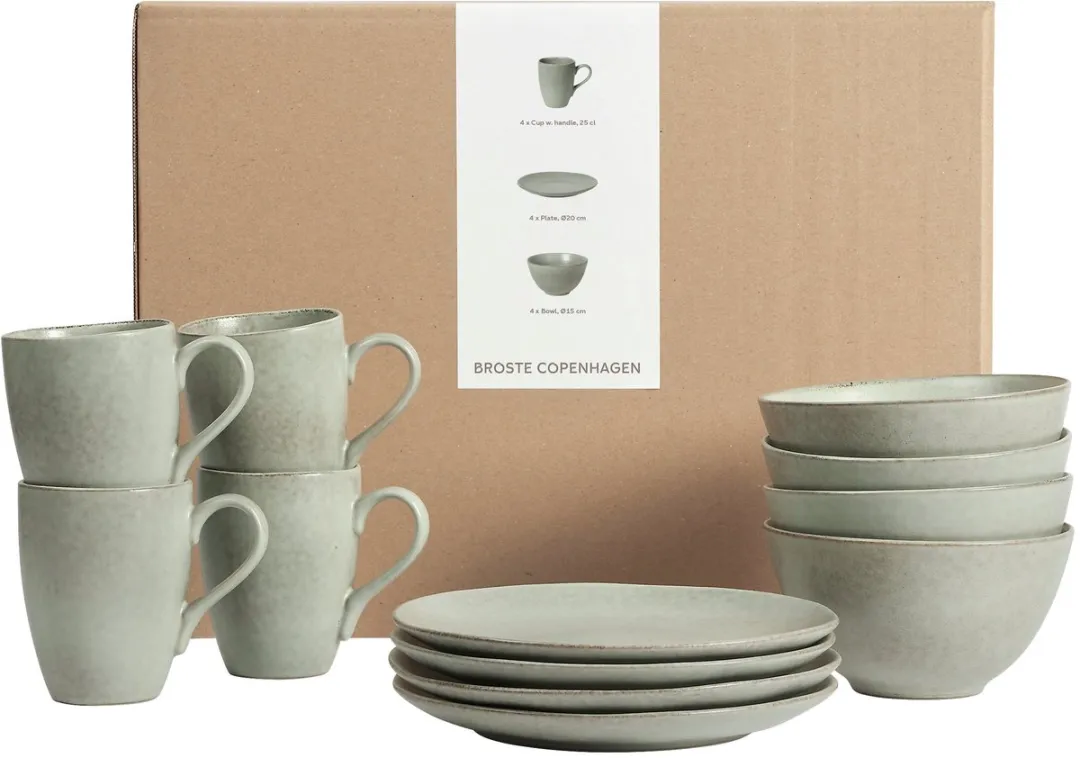 Broste Copenhagen Nordic Marsh Ontbijtset 12-delig - Groen