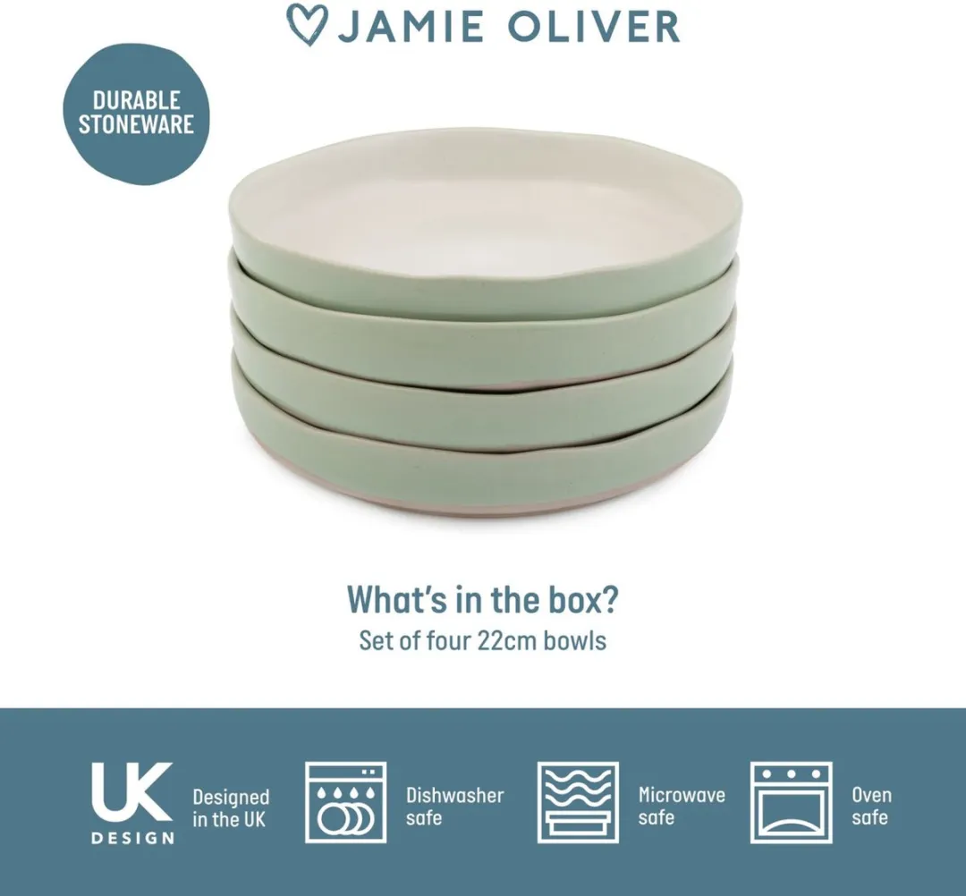 Jamie Oliver Dishy Bowls Diepe Bordenset 22cm - 4 Stuks Groen