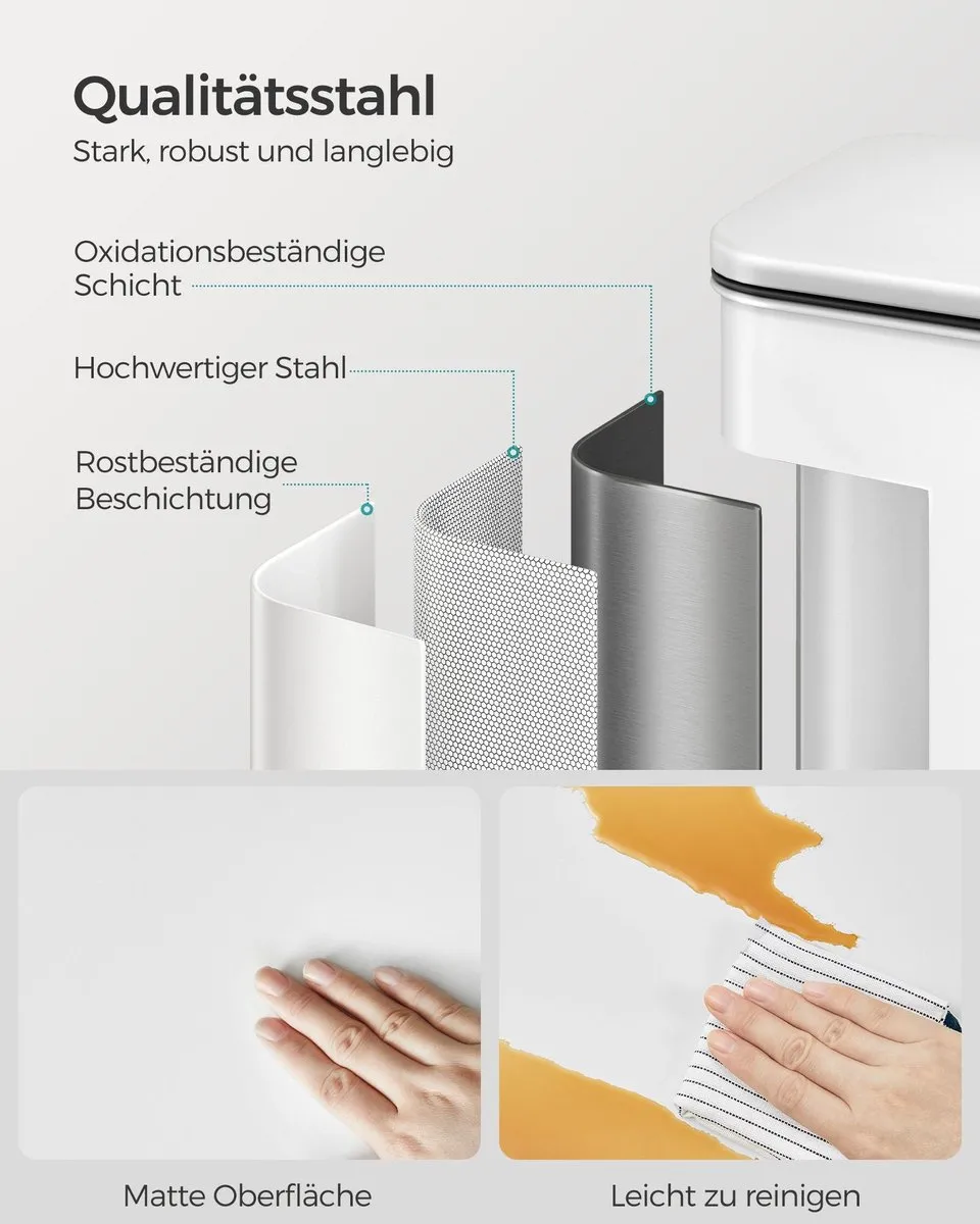 Songmics Vuilnisemmer Keuken Pedaalemmer 40L - Wit