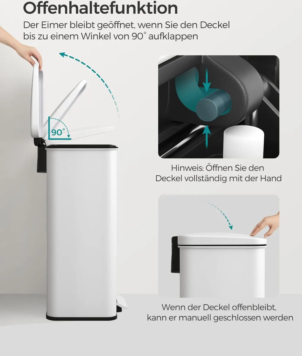 Songmics Vuilnisemmer Keuken Pedaalemmer 40L - Wit