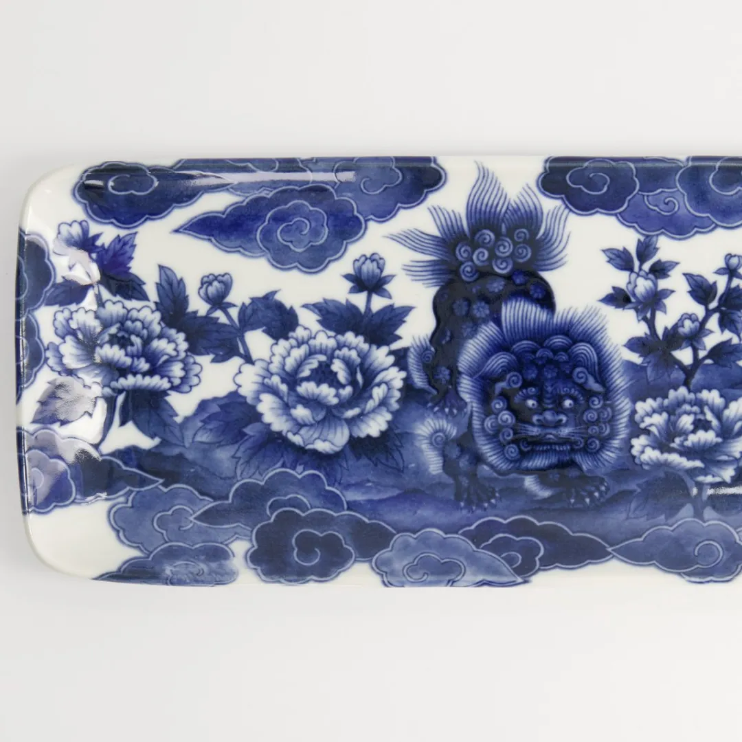 Tokyo Design Studio Japonism Lion Bord - Blauw 28,5x14x2,5cm