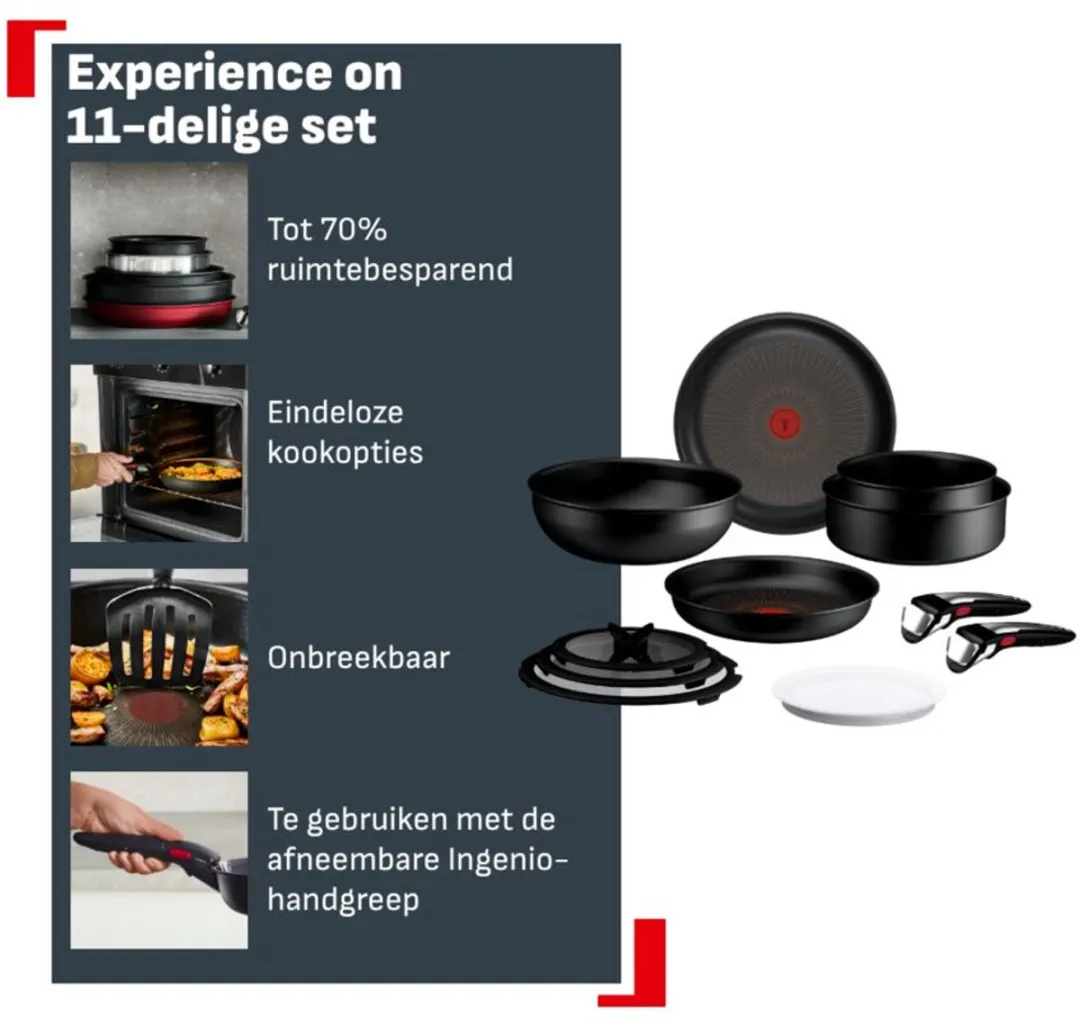 Tefal Ingenio Experience Fusion Core Pannenset 11-delig - Zwart - afbeelding 5 van 6