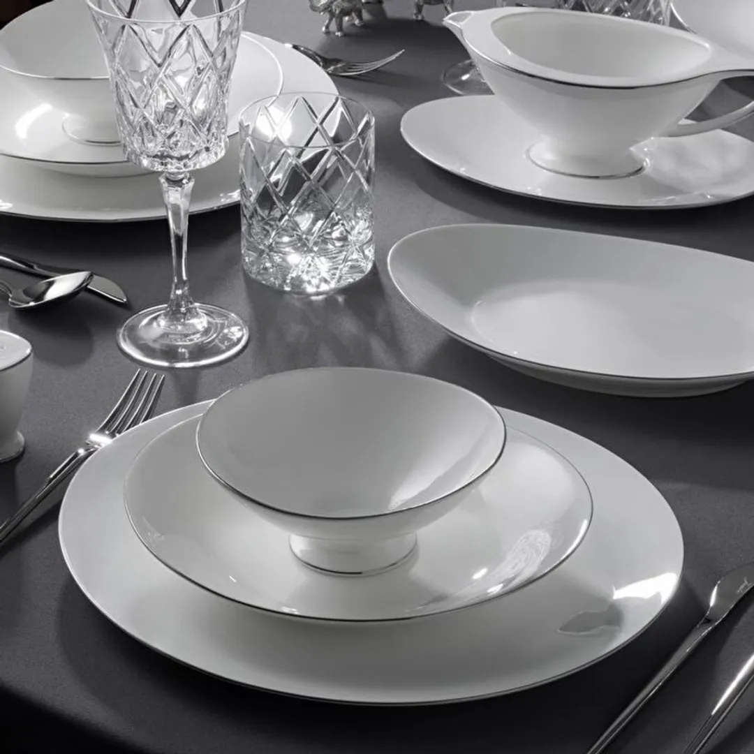 Jumbo Moon Platin Dinerservies 64-delig - 12 Personen - Wit/Zilver