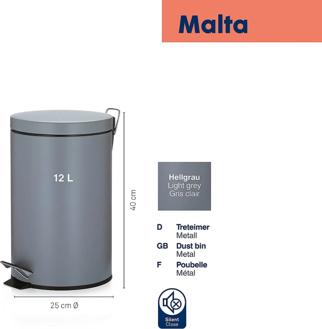 Kela Keuken Afvalemmer 12L - Grijs