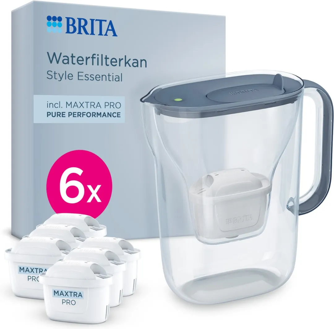 BRITA Style Essential Waterfilterkan 2,4L - Blauw - 6x MAXTRA PRO