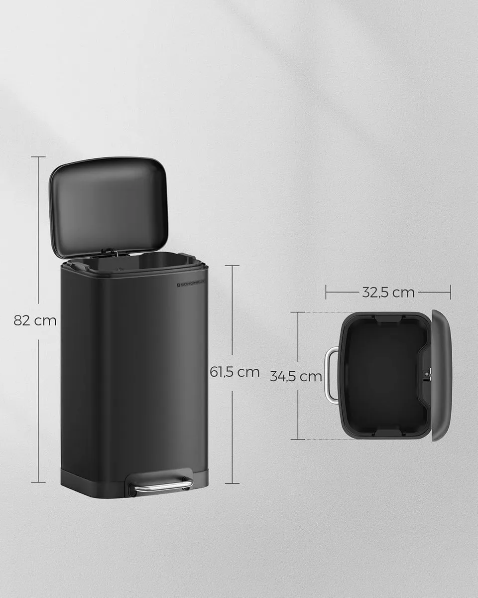 Songmics Pedaalemmer 30L - 34,5x27,5x61,5cm Zwart