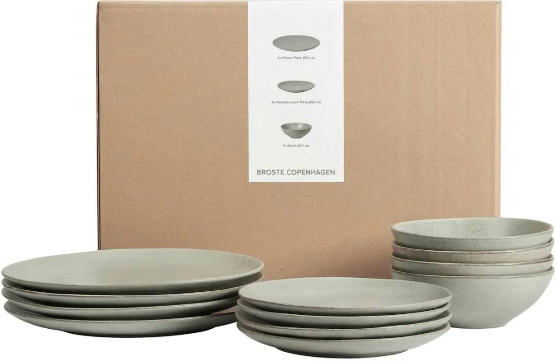Broste Copenhagen Nordic Marsh Serviesset 12-delig - 4 Personen - Groen