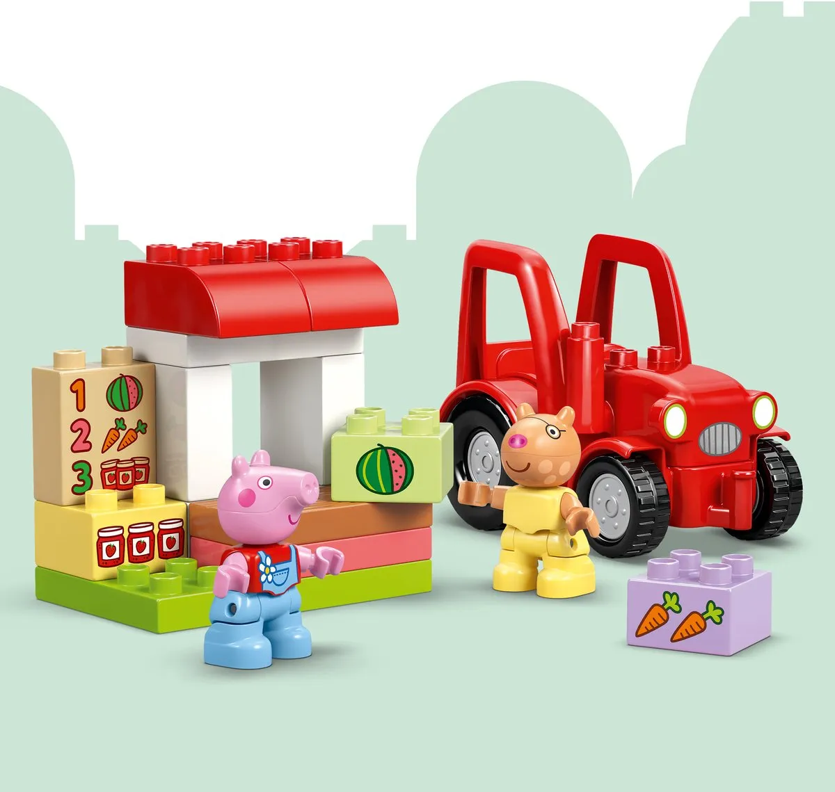 LEGO DUPLO Peppa Big Tractor & Marktkraam - 18 Stuks - Multicolor