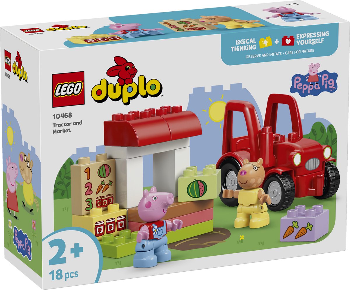 LEGO DUPLO Peppa Big Tractor en Marktkraam Dieren Speelgoed voor Peuters - 10468