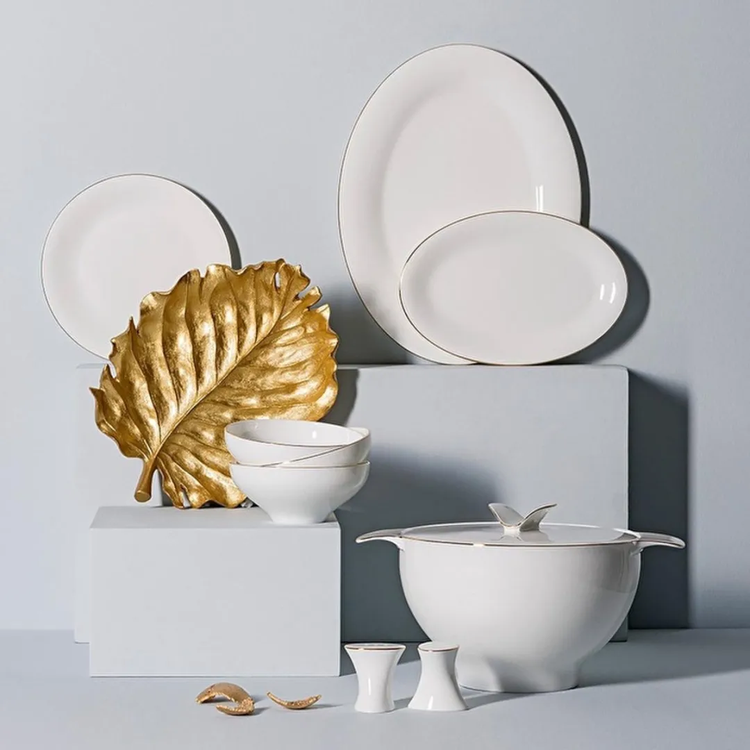 Jumbo Golda Bone China Serviesset 61-delig - 12 Personen - Wit/Goud