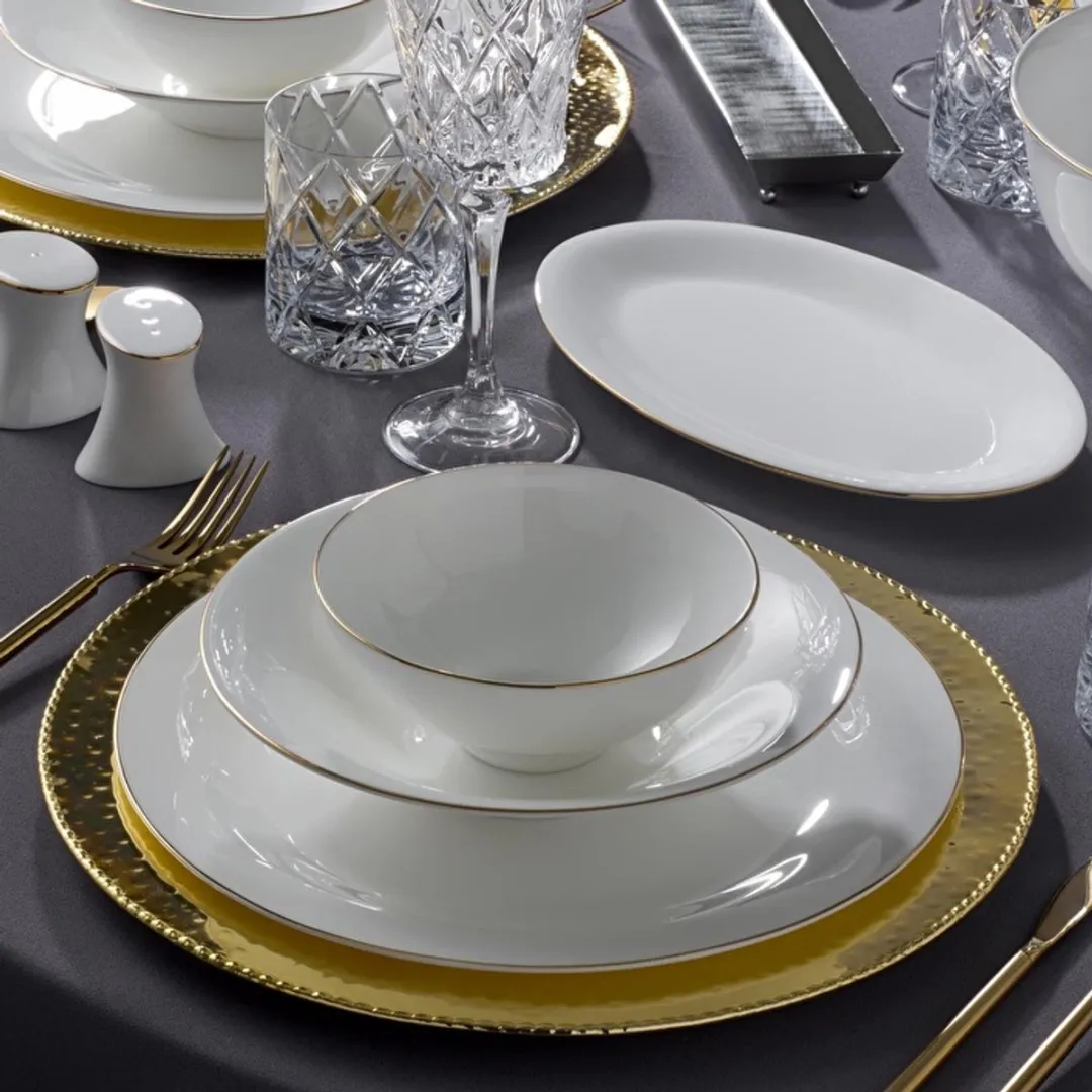 Jumbo Golda Bone China Serviesset 61-delig - 12 Personen - Wit/Goud