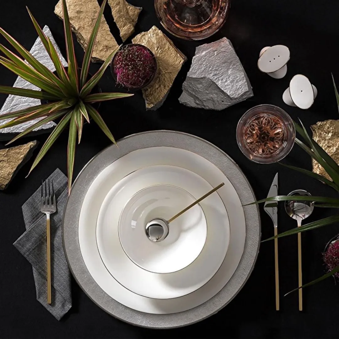 Jumbo Golda Bone China Serviesset 61-delig - 12 Personen - Wit/Goud
