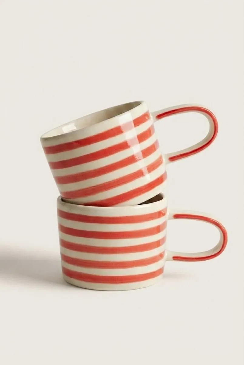 vtwonen Mokken Rood Strepen - 2 Stuks 350ml