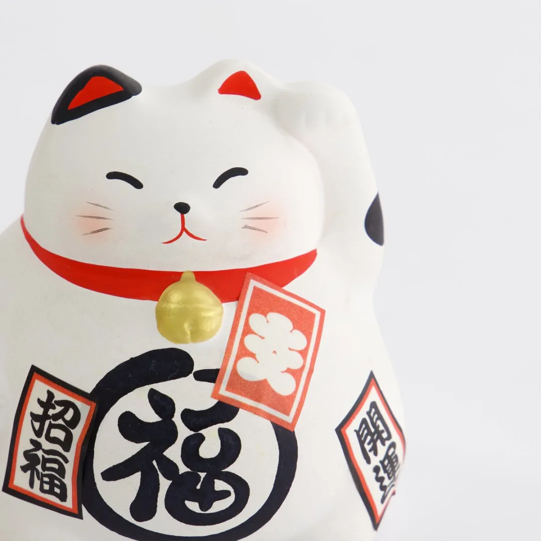 Tokyo Design Studio Lucky Cat Beeldje - Wit - 9 cm