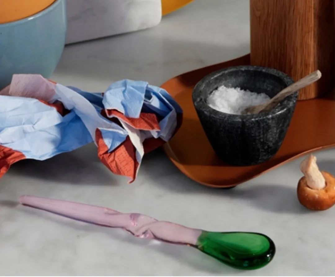 Broste Copenhagen Theelepelset Swirly Glas - Roze/Groen - 4 Stuks