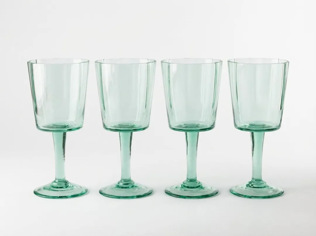 vtwonen Wijnglazen Groen Set 4