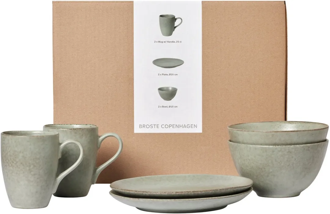 Broste Copenhagen Nordic Marsh Ontbijtset 6-delig - Groen