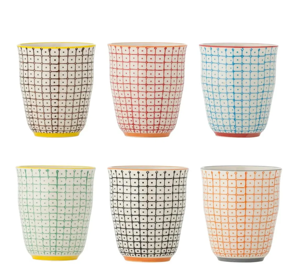 Bloomingville Carla Kopjes - Set van 6 - Steen - Ø8.5/9.5cm