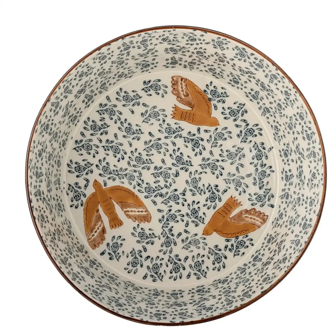 Bloomingville Hezha Aardewerk Schaal - 28cm - Blauw